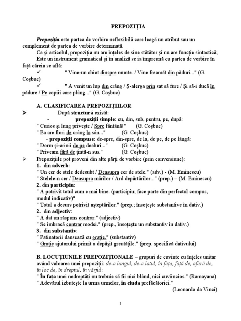 Prepozitia, Conjunctia, Interjectia | PDF