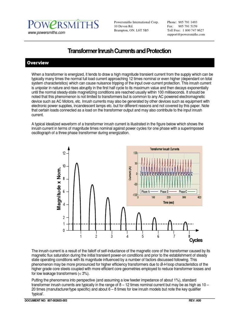Transformer Inrush Current Protection | PDF | Transformer | Electrical ...