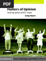 Matters of Opinion Talking About Public Issues Studies in Interactional Sociolinguistics