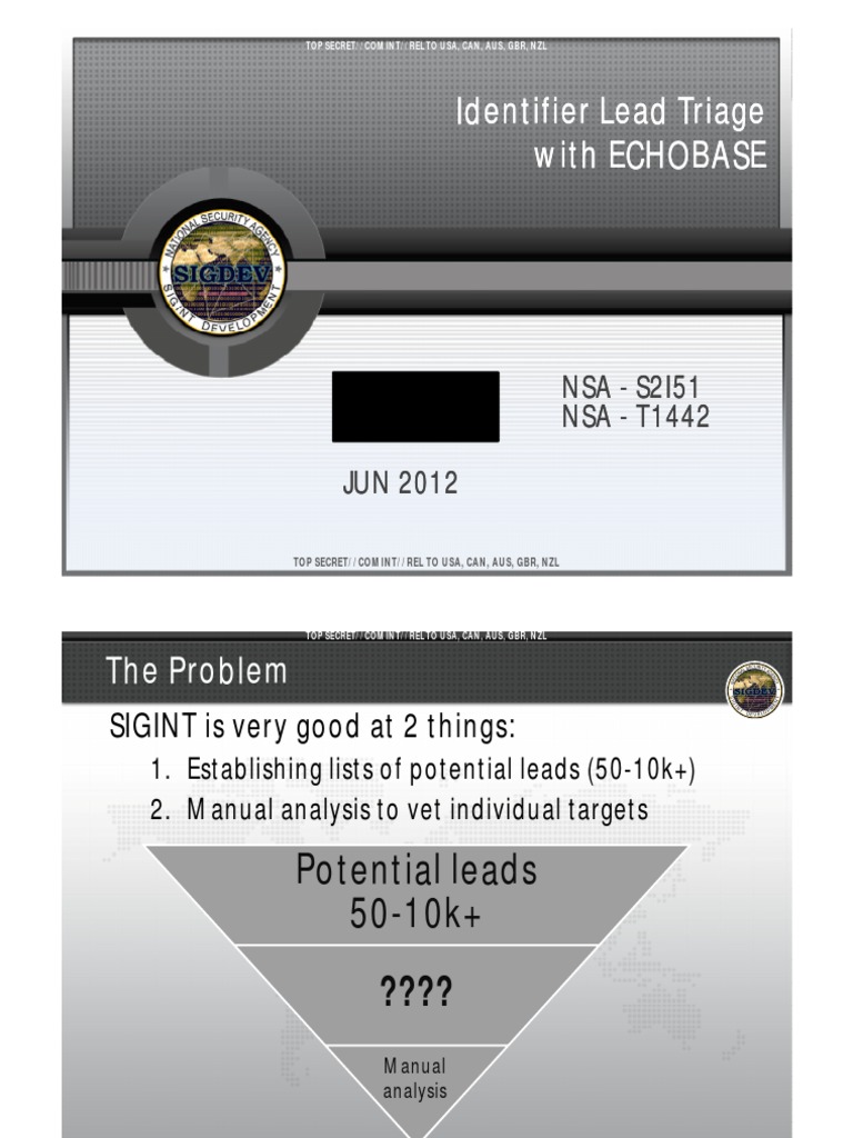 NSA SIGDEV: Identifier Lead Triage With ECHOBASE | PDF | Signals ...
