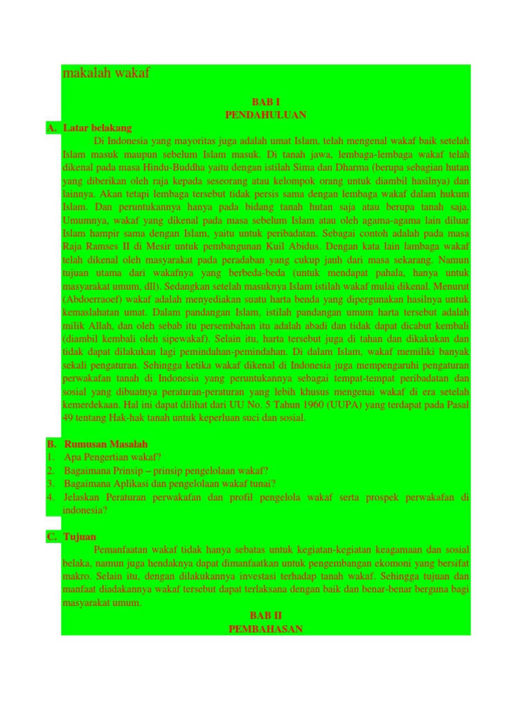 Contoh Makalah Wakaf