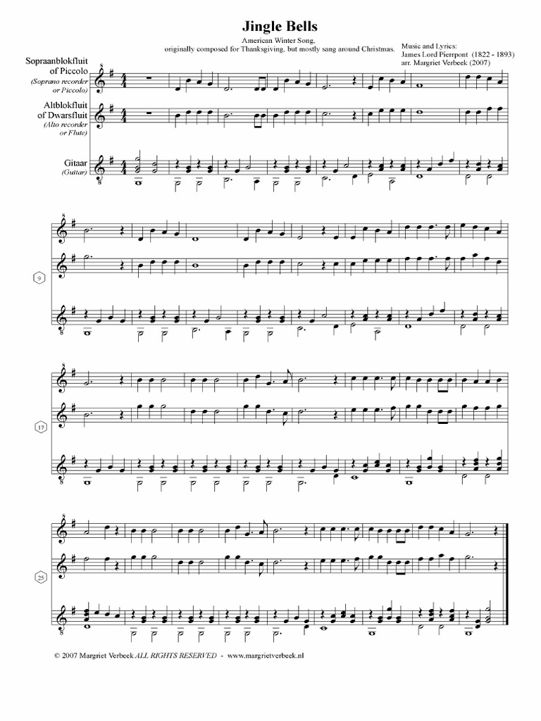 47 Jingle Bells PDF Musical Compositions Recorder (Musical
