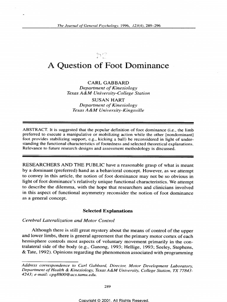 A Question of Foot Dominance PDF