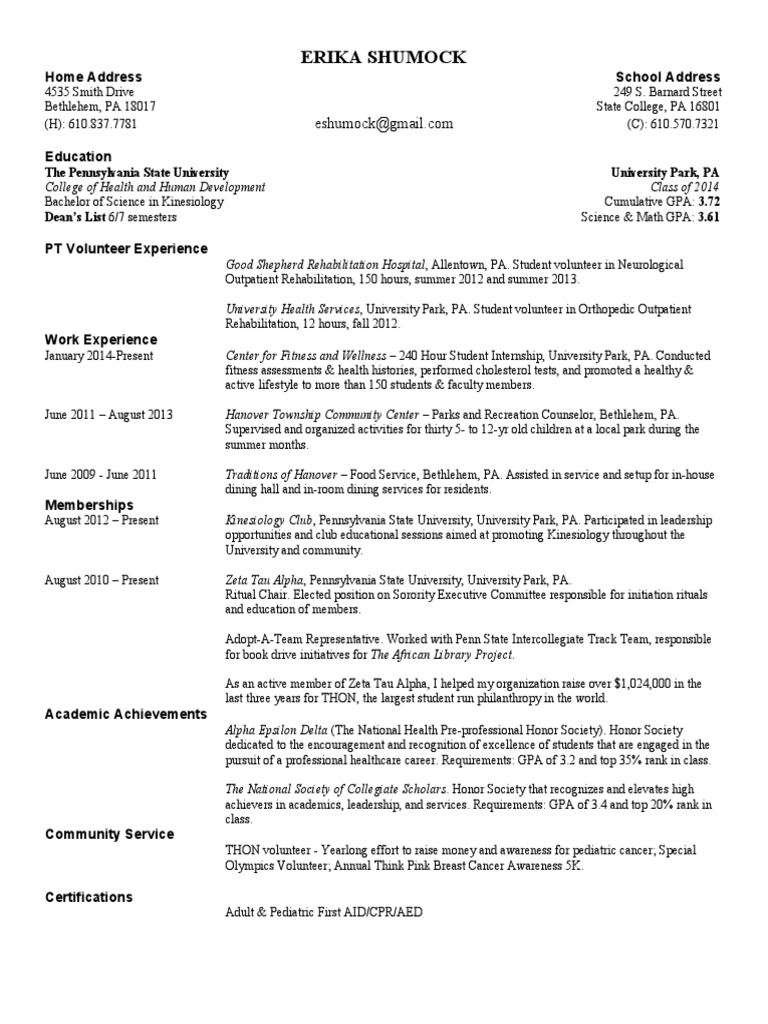 Erika Shumock: Home Address | PDF | Pennsylvania State University ...