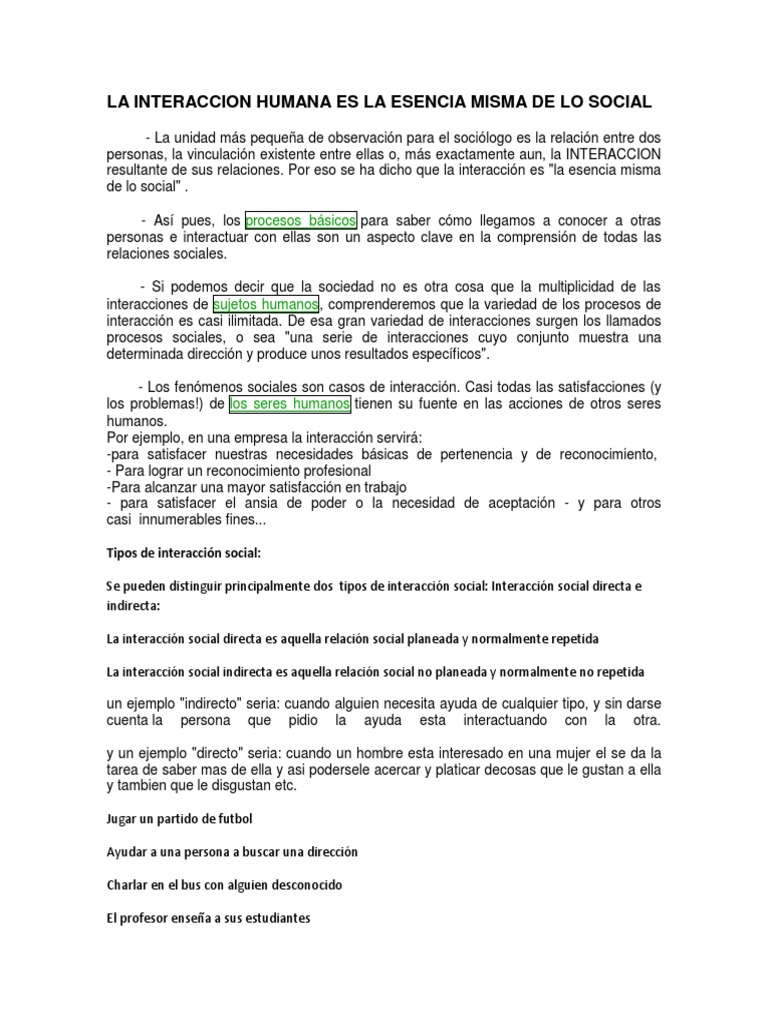 La Interaccion Social | PDF | Sociedad | Existencia