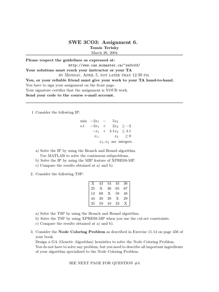 SWE 3CO3: Assignment 6 | PDF