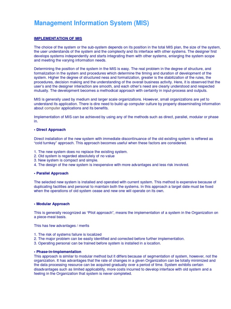 MIS Implementation Strategies and Maintenance | PDF | Audit | Computer ...