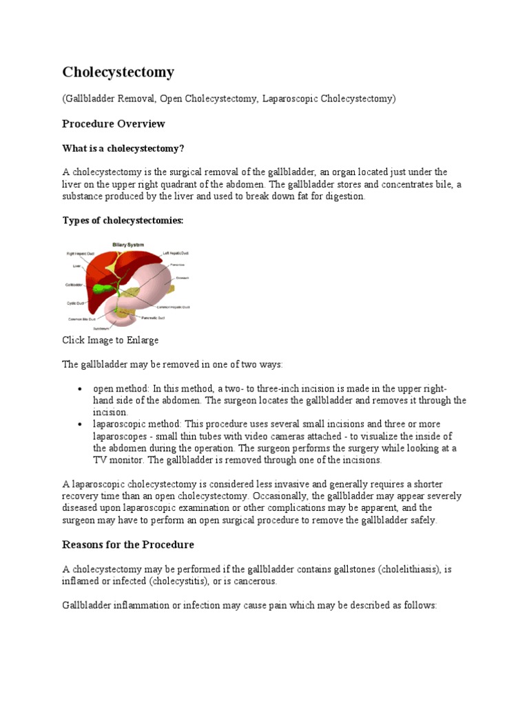 Cholecystectomy | PDF | Gallbladder | Diseases And Disorders
