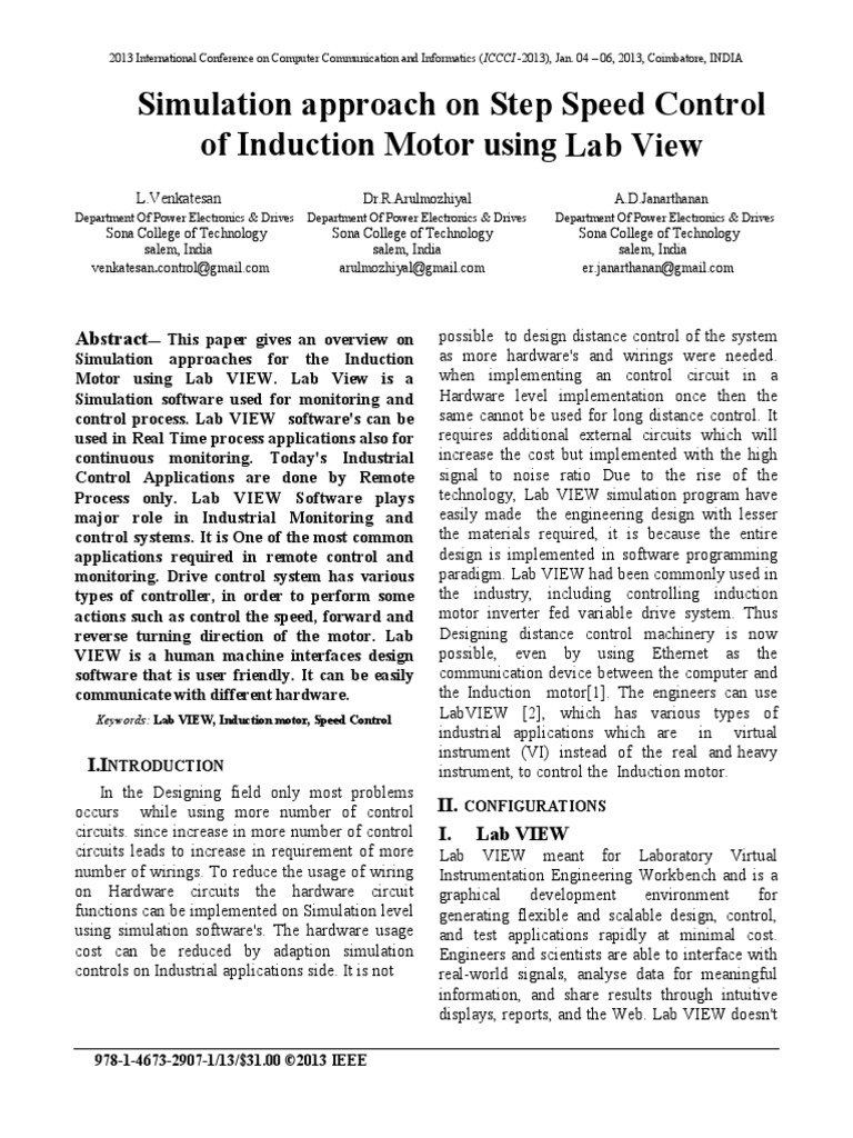 Simulation Approach On Step Speed Control of Induction Motor Using Lab ...