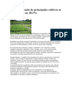 Área Cosechada de Principales Cultivos Se Incrementó en 10