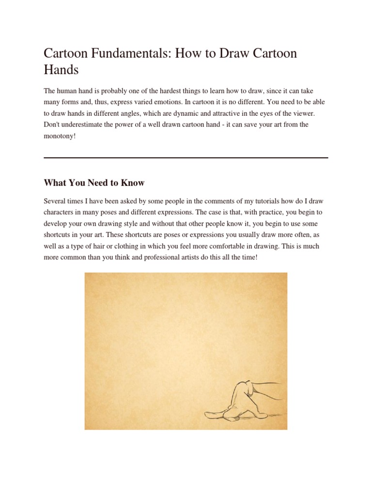 How To Draw Cartoon Hands Hand Shape