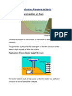 Application: Construction of Dam: Application Pressure in Liquid