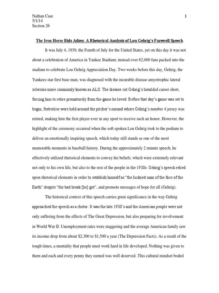 Lou gehrig eulogy image