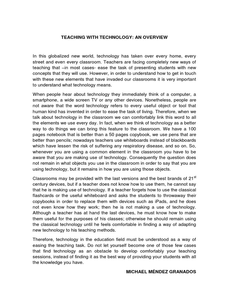 Technology in Classroom Teaching | PDF | Educational Assessment ...