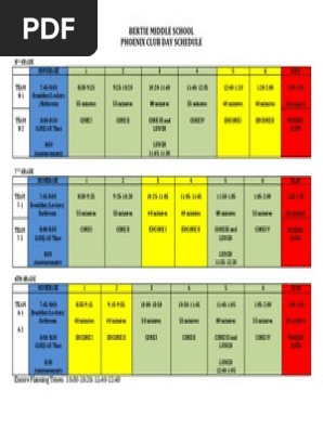 Club Day Schedule