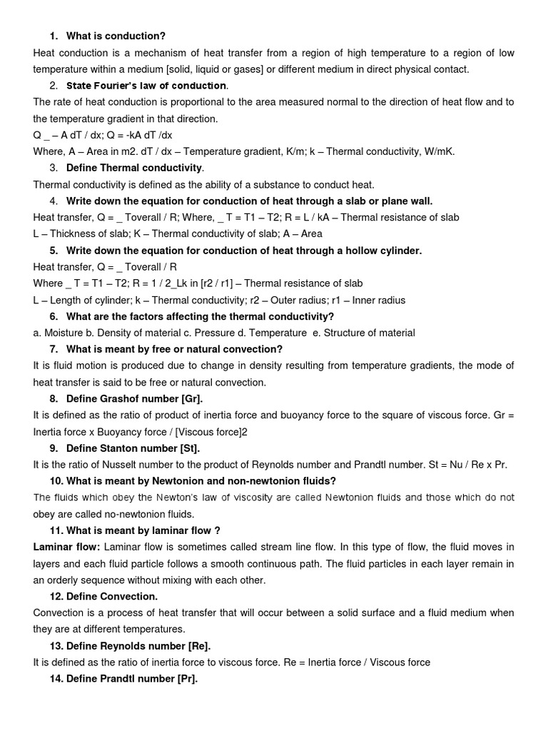 Heat Transfer Viva Questions PDF Heat Transfer Thermal Conduction