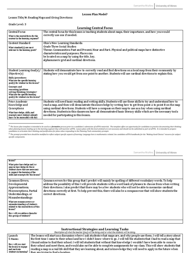 Teaching Maps: Directions for 3rd Grade | PDF | Lesson Plan ...