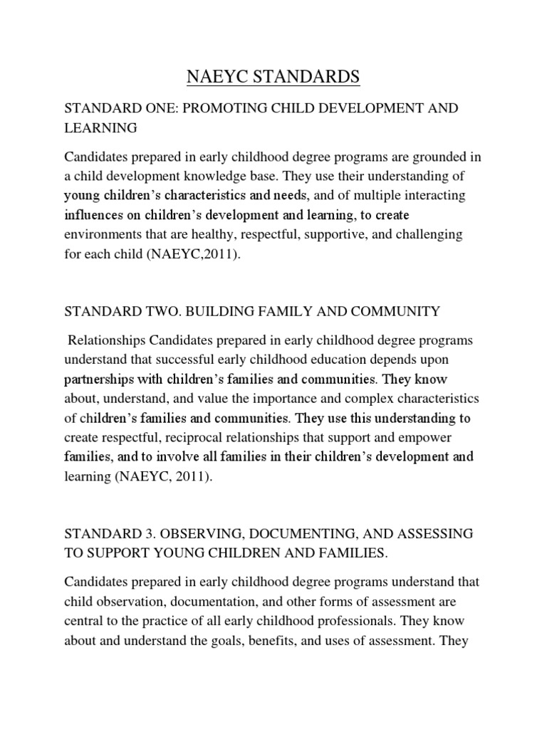naeyc standards Early Childhood Education Child Development