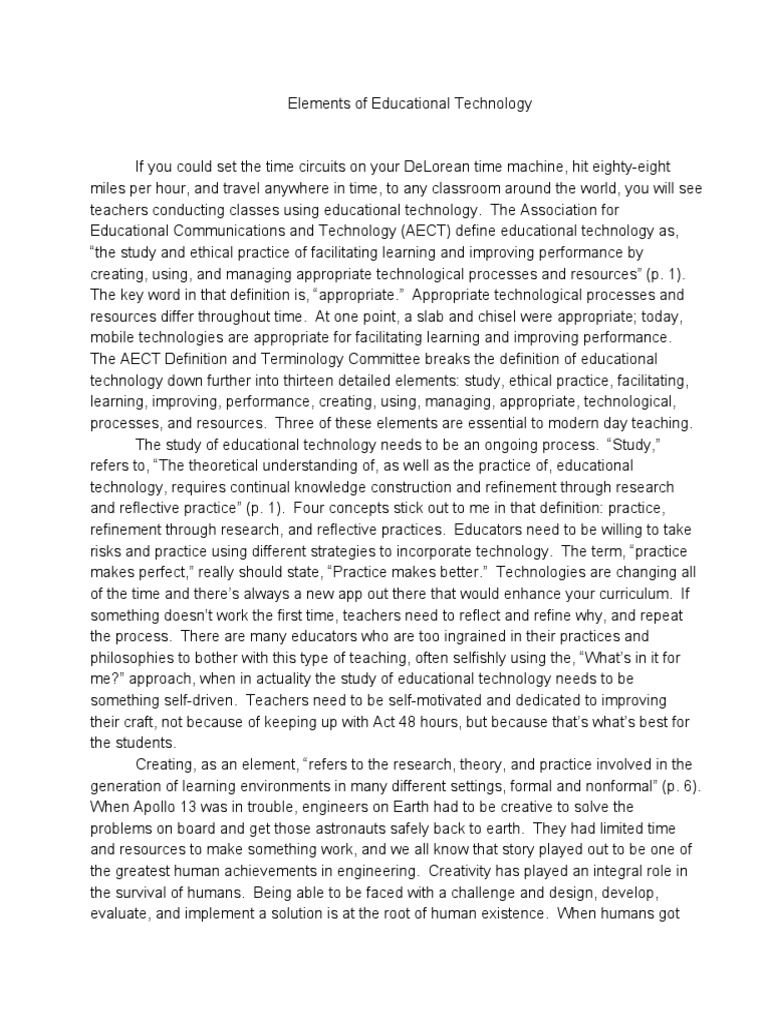 Key Elements of Educational Technology | PDF | Reflective Practice ...