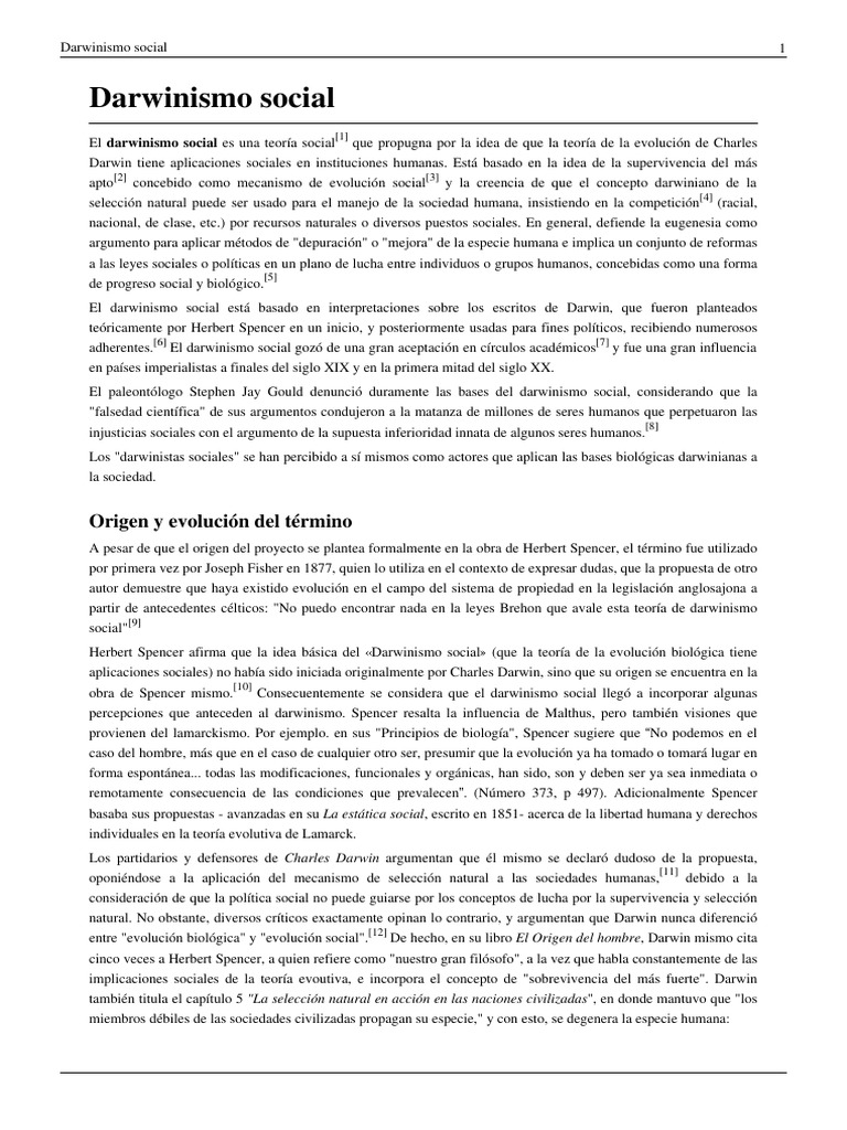 Darwinismo Social: Orígenes y Consecuencias | PDF | Charles Darwin | Science, image size:768x1024
