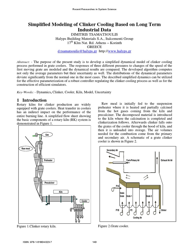 Simplified Modeling of Clinker Cooling Based On Long Term Industrial ...