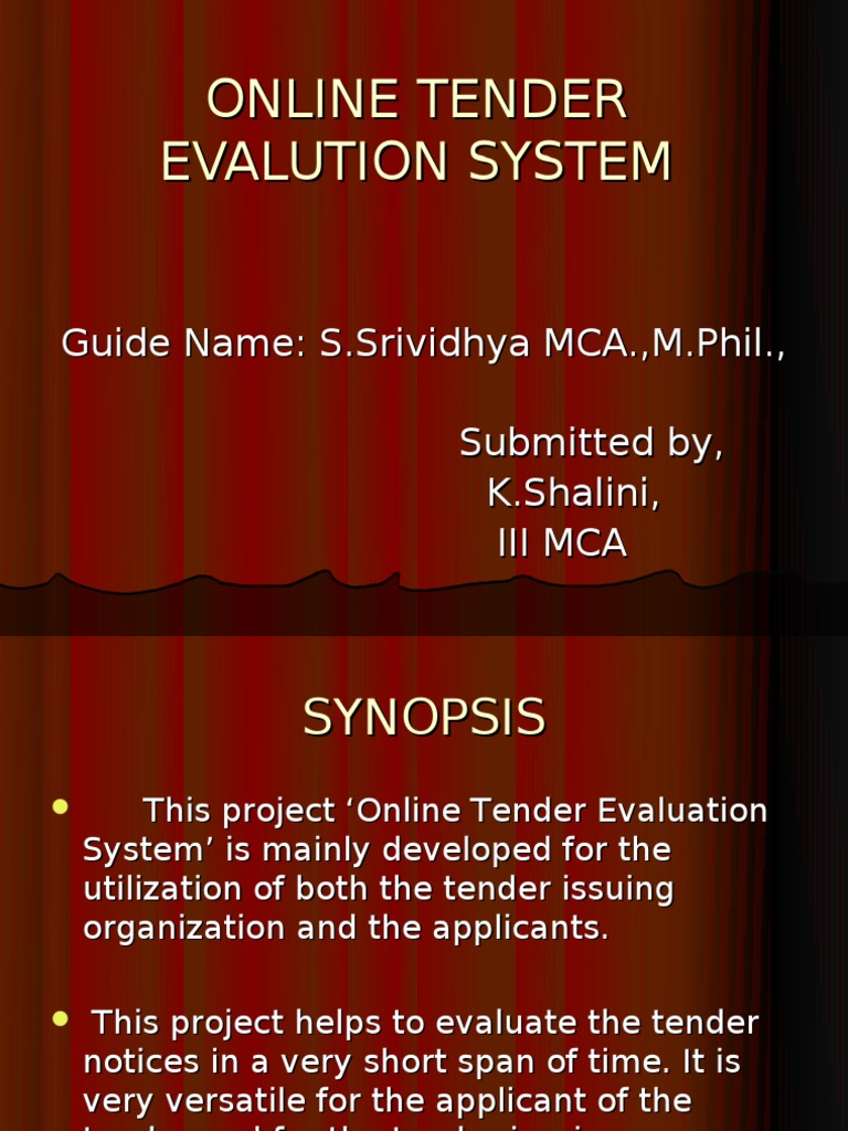 Online Tender Evalution System | PDF