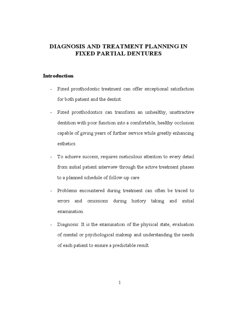 FPD Diagnosis and Treatment Planning | PDF | Dentistry | Dentures