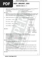 Karnataka CET / KCET 2014 Biology Solutions With Answers