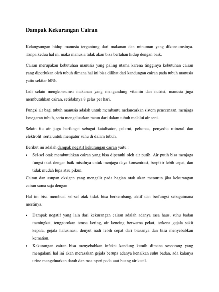Dampak Kekurangan Cairan Pdf