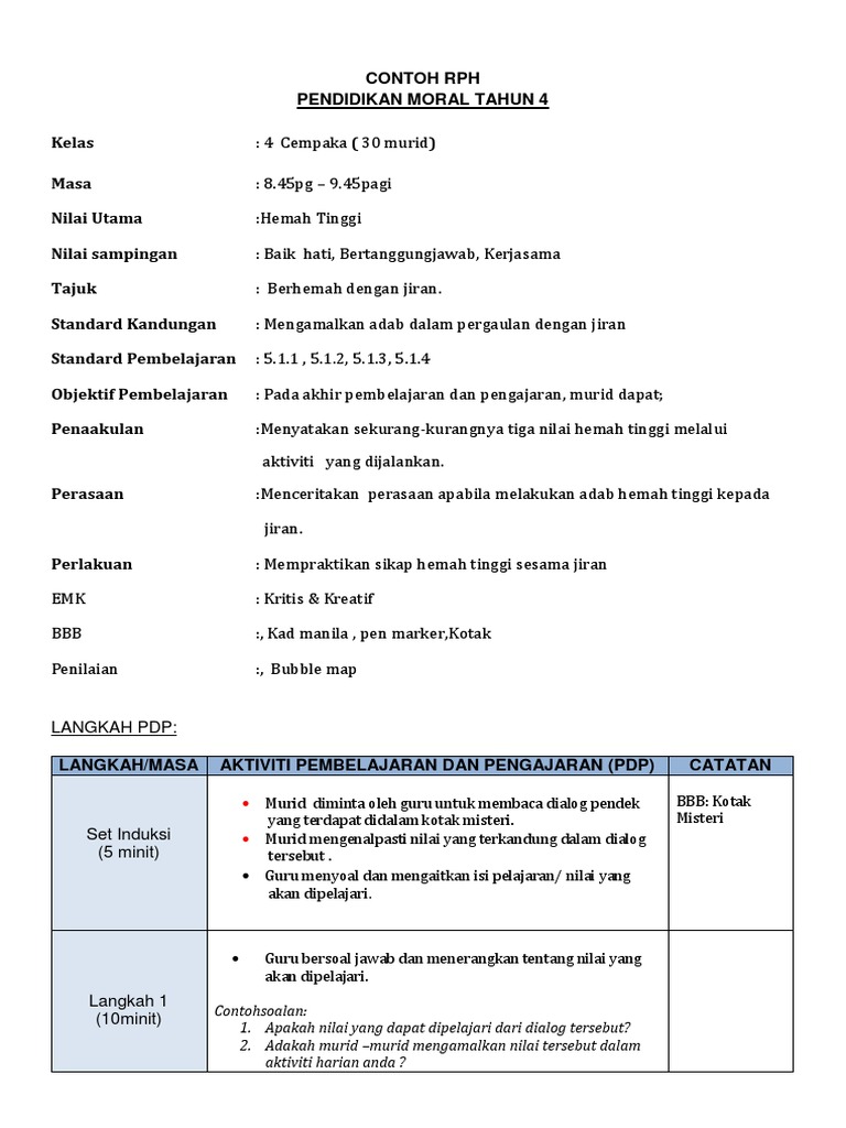 Rph Hemah Tinggi P Moral Pdf