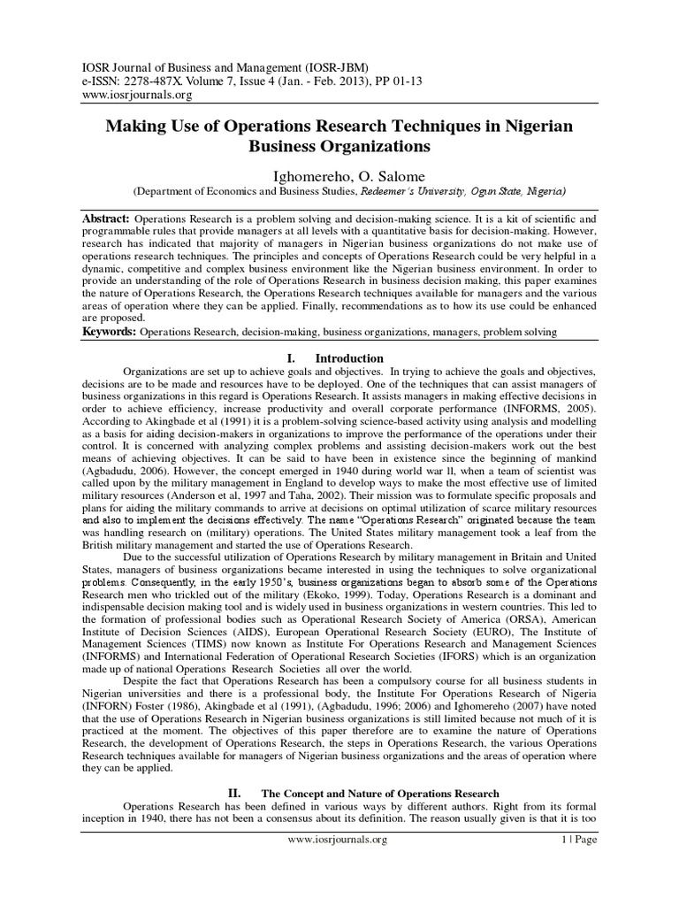 Operational Research | PDF | Linear Programming | Operations Research