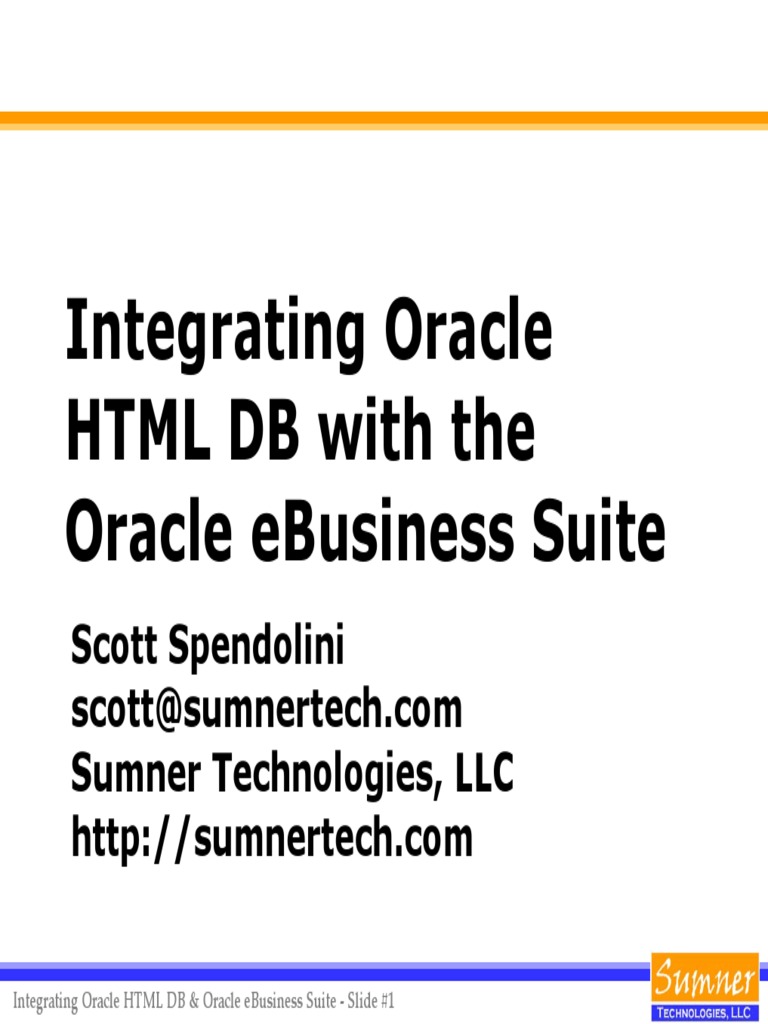 Integrating HTML DB with eBusiness Suite | PDF | Oracle Database ...
