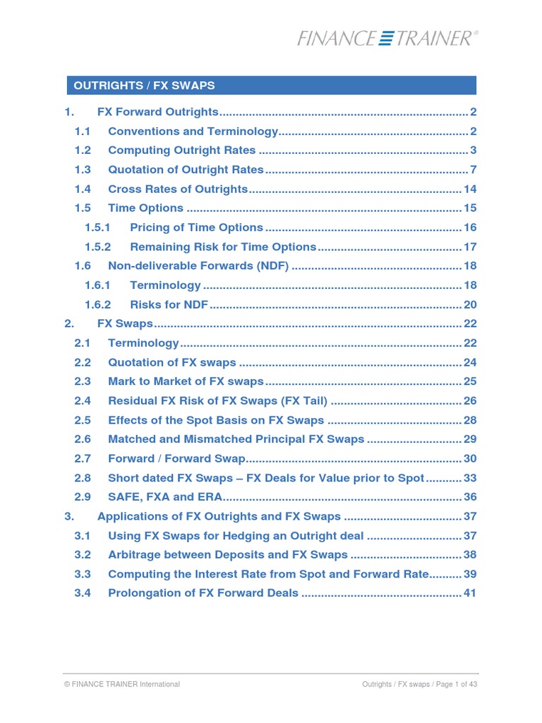 © FINANCE TRAINER International Outrights / FX Swaps / Page 1 of 43 | PDF
