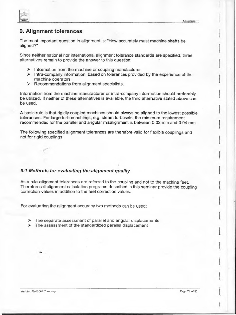 Alignment Tolerances: 9:1 Methods For Evaluating The Alignment Quality ...
