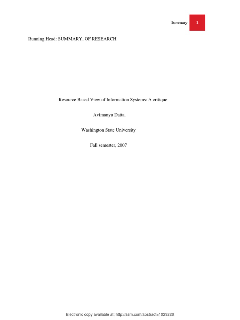 Datta 2007 ResourceBasedView PDF Competitive Advantage Strategic