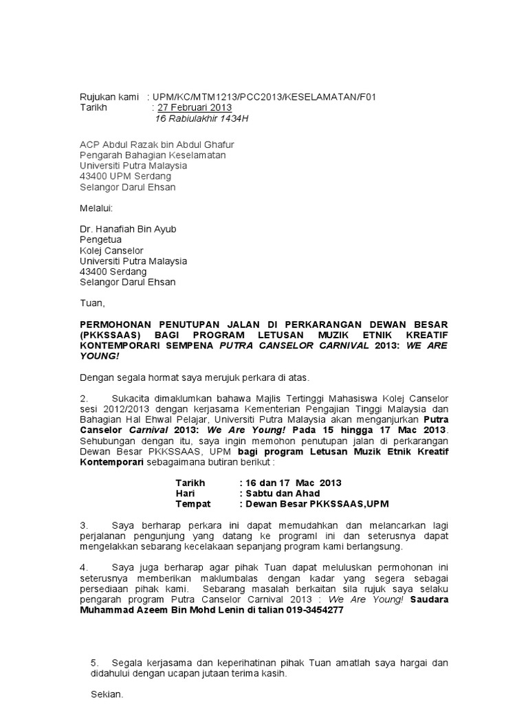 Contoh Surat Tajaan Sumbangan