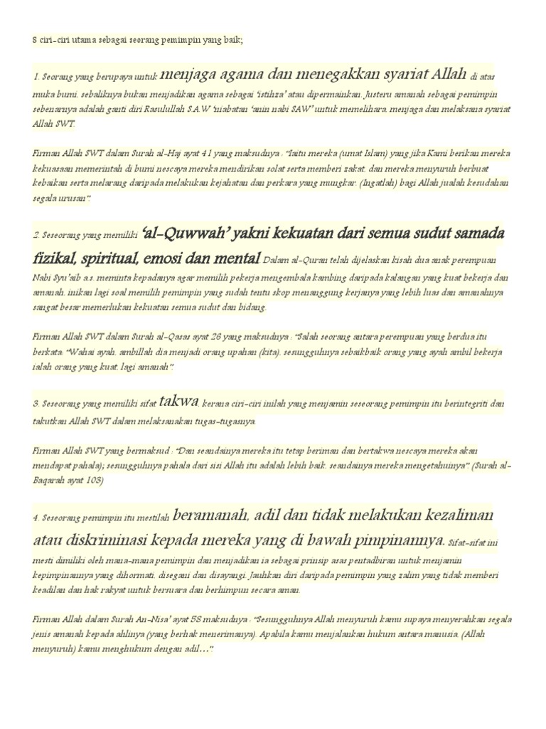 8 Ciri Pemimpin Pdf