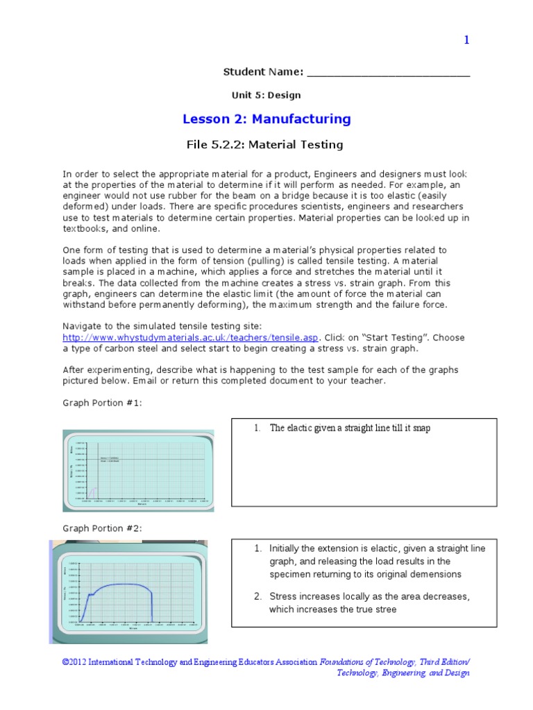 Lesson 2: Manufacturing: File 5.2.2: Material Testing | PDF