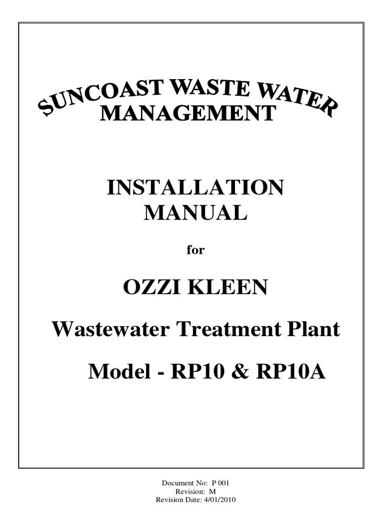 OZZI KLEEN RP10 Installation Manual | PDF | Sanitary Sewer | Electrical ...