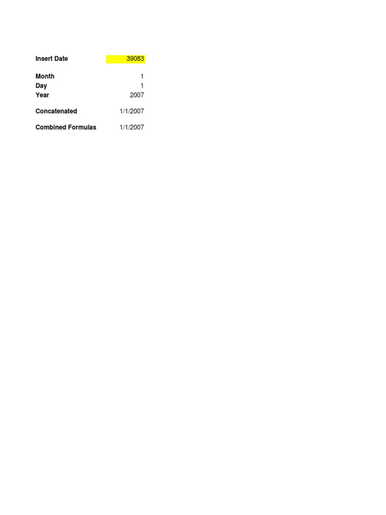 Insert date month day year concatenated combined formulas pdf