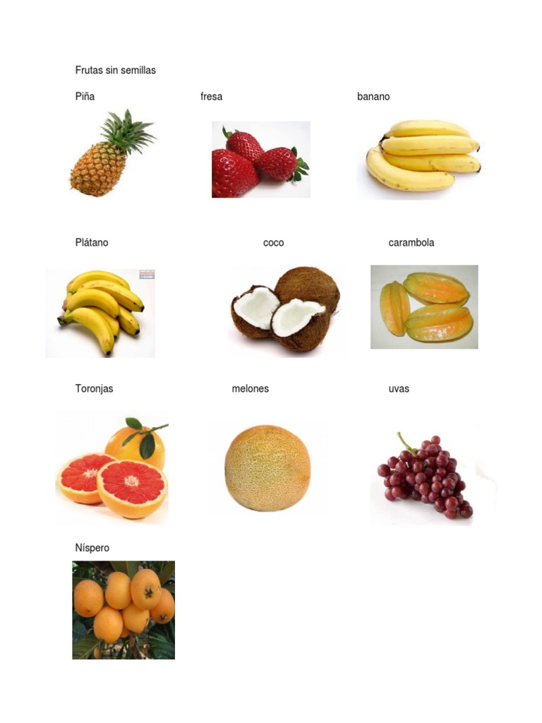 Frutas sin semillas: lista y ejemplos | PDF