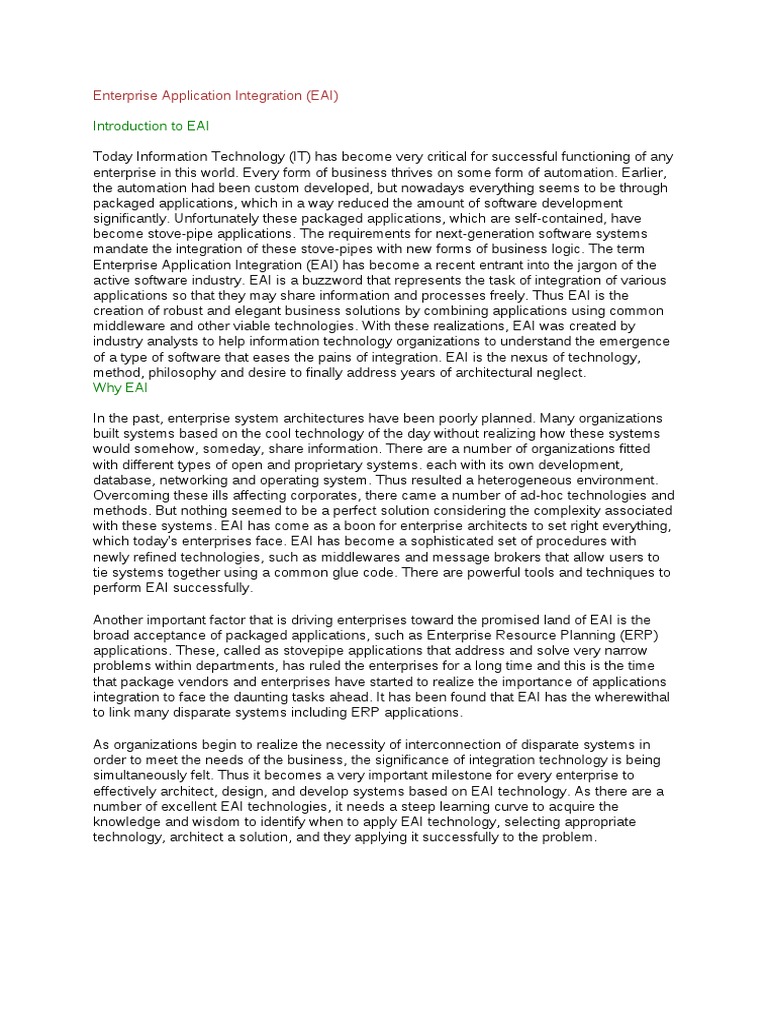 EAI for Enterprise Architects | PDF