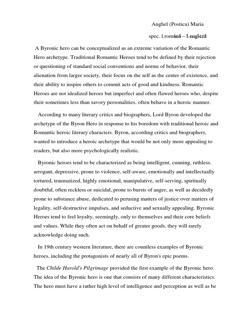 Byronic Hero | PDF | Psychology | Psychological Concepts