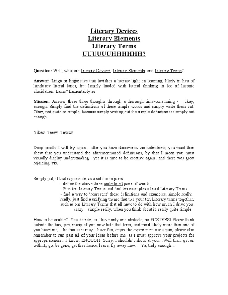 Understanding Literary Devices and Terms | PDF