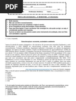 PROVA de Geografia - 7 Ano 1bim - 2014 - 2 Chamada