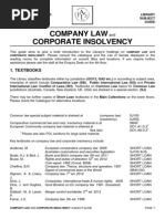 Company Law and Corporate Insolvency Bibliography