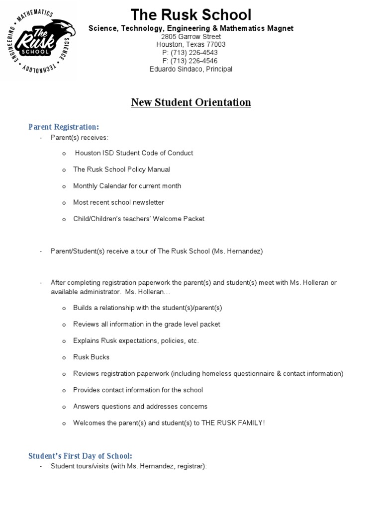 Rusk School New Student Orientation Guide | PDF | Foreign Language Studies