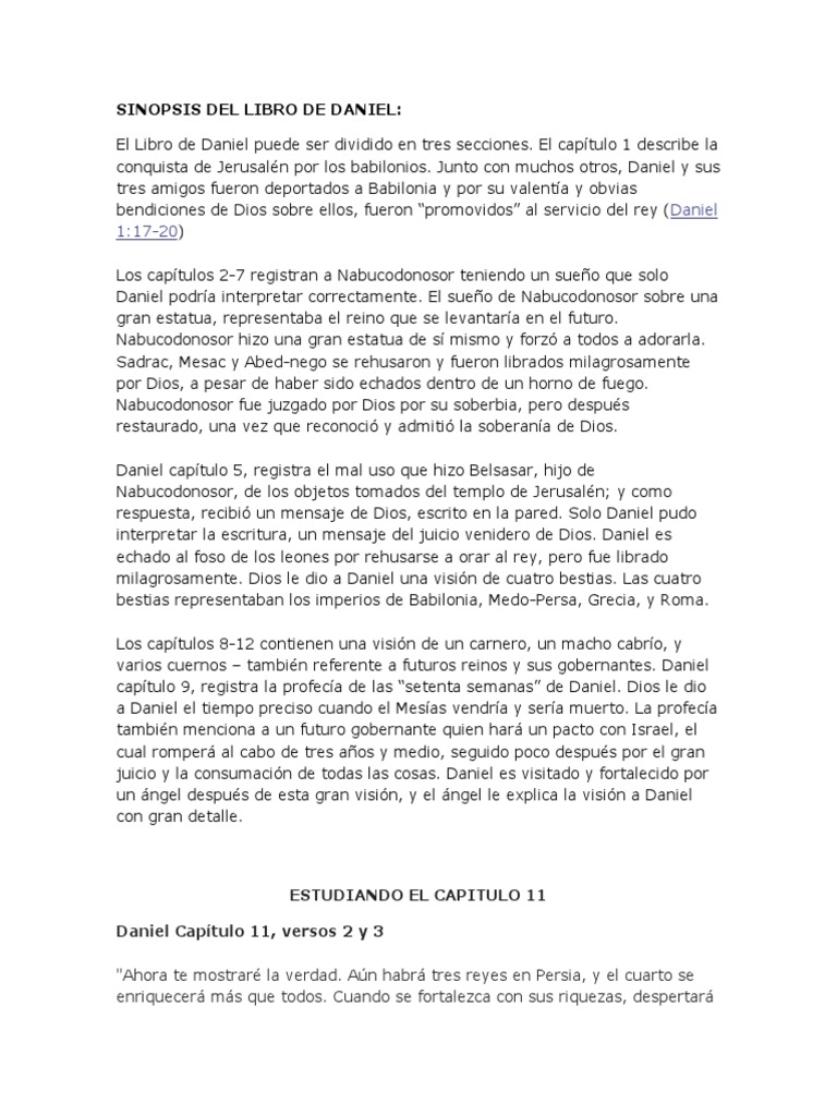 Explicación del Capítulo 11 de Daniel | PDF | Daniel (figura bíblica ...