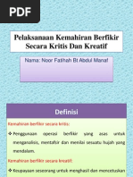 Pelaksanaan Kemahiran Berfikir Secara Kritis Dan Kreatif