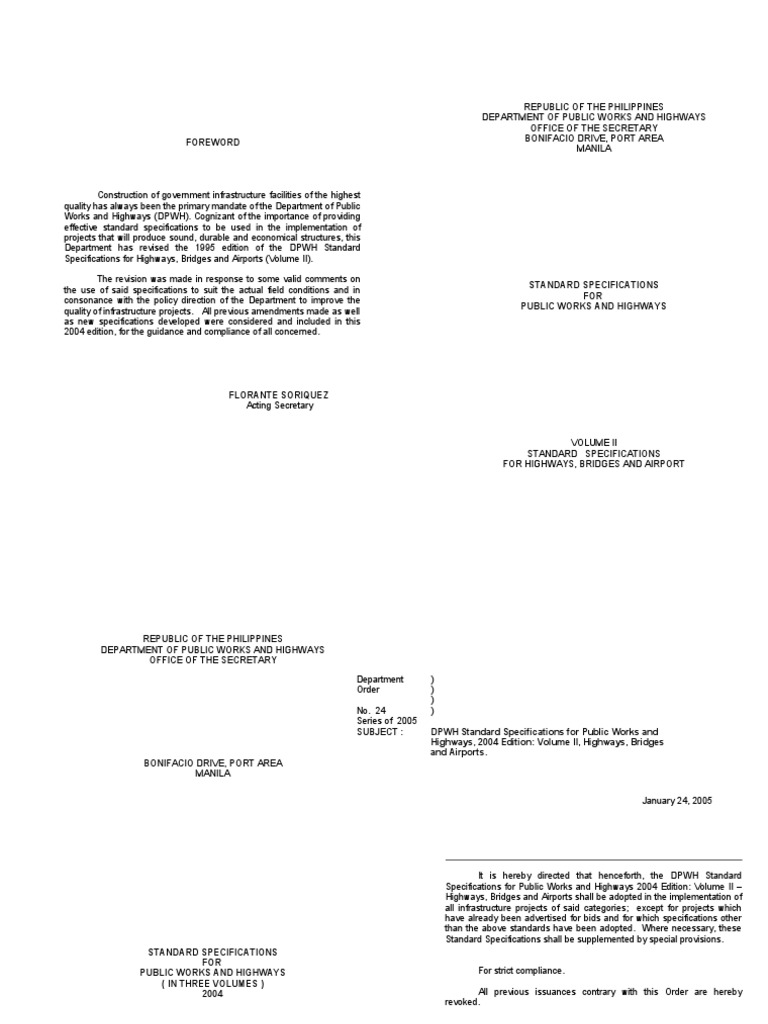 DPWH Standard Specifications 2004 | PDF | Deep Foundation ...